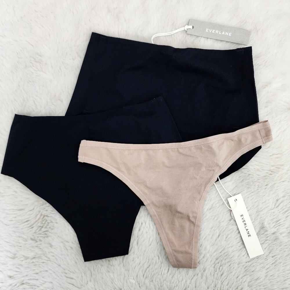 Everlane 3-Pack Intimates Bundle NWT XS Invisible High Rise Thong Hipster Cotton